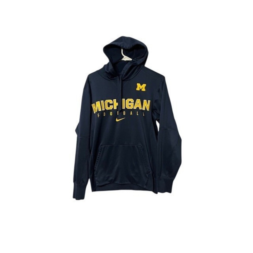 Nike Michigan Wolverines Football Hoodie Navy Blue Therma-FIT Mens Pullover Sm